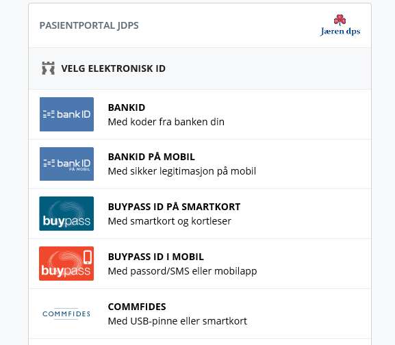 Bilde av ulike innloggingsmetoder